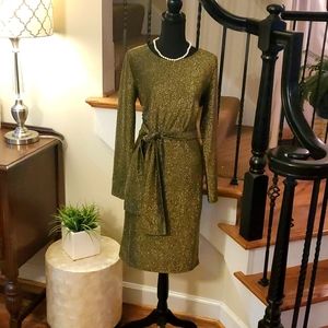 Gold sparkly cocktail dress from Eloquii.